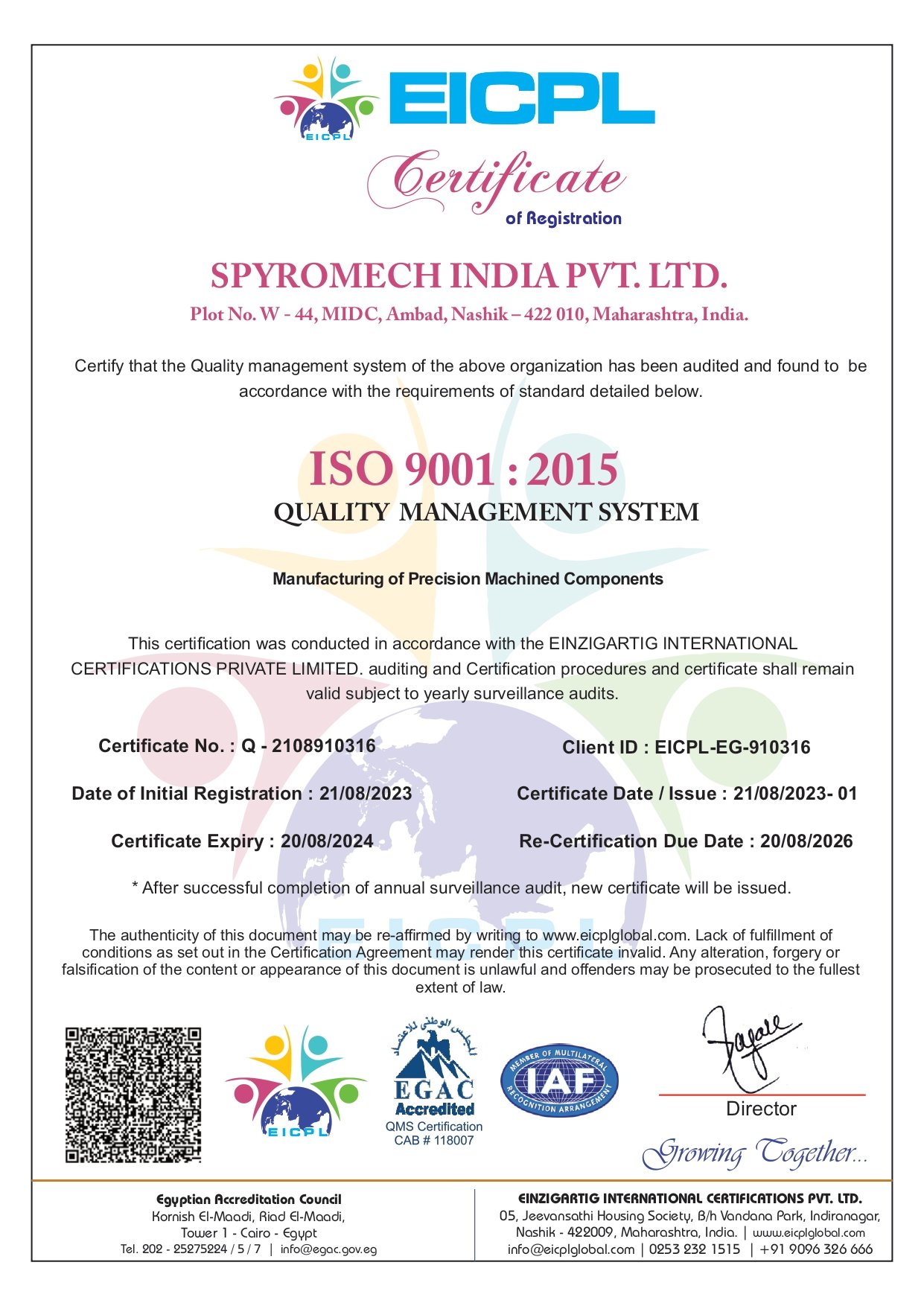 ISO 9000:2015 Certificate